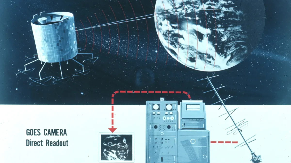 Sky Satellitenanlage und Doku‑Titel im Hintergrund